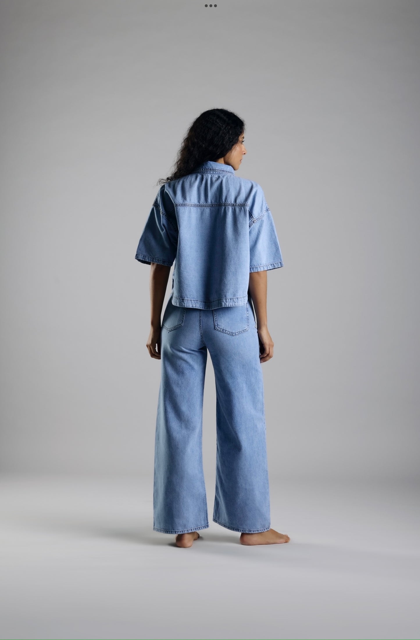 Denim wide leg pants